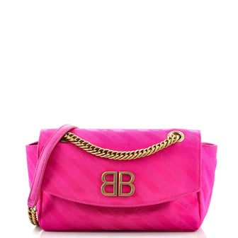 Balenciaga Pink Small Jacquard BB Chain Bag Balenciaga