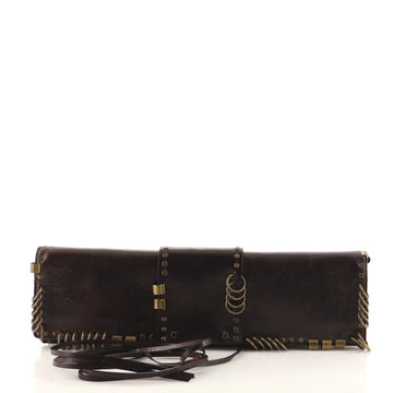 Saint Laurent Vintage Flap Clutch Embellished Leather Long