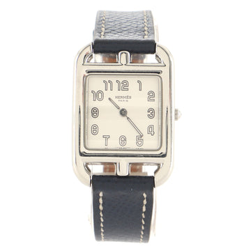 Hermes Cape Cod Quartz Watch Stainless Steel and Leather 23