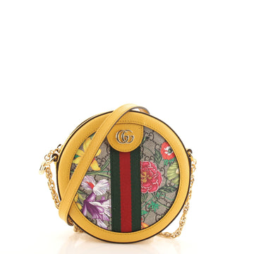 Gucci Ophidia Round Shoulder Bag Flora GG Coated Canvas Mini