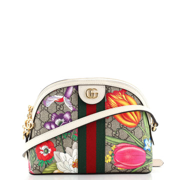 Gucci Ophidia Dome Shoulder Bag Flora GG Coated Canvas Small