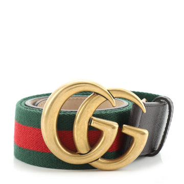 Gucci GG Marmont Web Belt Canvas and Leather Wide