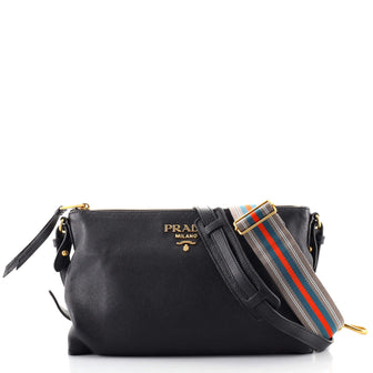 Prada Dual Strap Flat Crossbody Bag Vitello Daino Medium