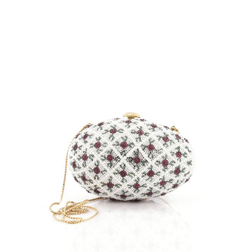 Judith Leiber Egg Minaudiere Crystal and Pearl Small