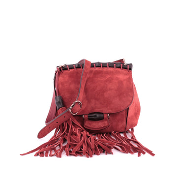 Gucci Nouveau Fringe Crossbody Bag Suede Small