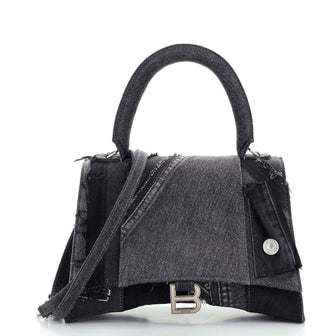 Balenciaga Hourglass Top Handle Bag Patchwork Denim Medium