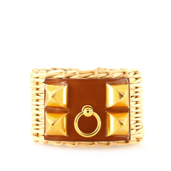 Hermes Medor Picnic Cuff Bracelet Wicker and Leather