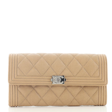 Chanel Boy Flap Wallet Quilted Caviar Long