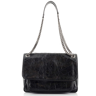 Saint Laurent Niki Chain Flap Bag Matelasse Chevron Leather Medium