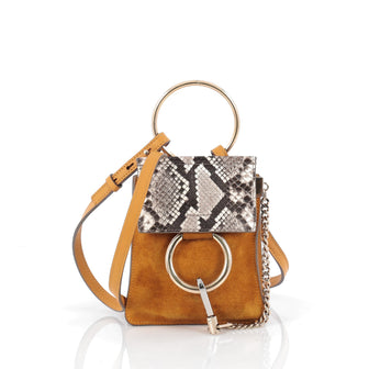 Chloe Faye Bracelet Crossbody Bag Suede And Leather With Python Mini Yellow 1282601