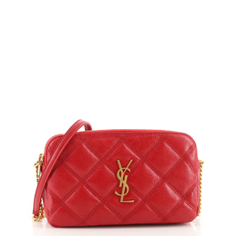 Saint Laurent Becky Double Zip Crossbody Pouch Quilted Leather Mini