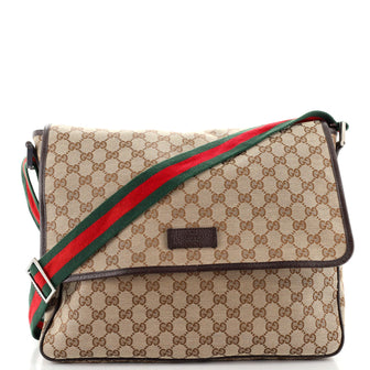 Gucci Web Strap Flap Messenger GG Canvas Medium