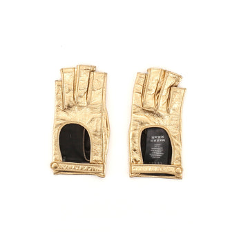 Gucci Donna Fingerless Gloves Metallic Leather Short