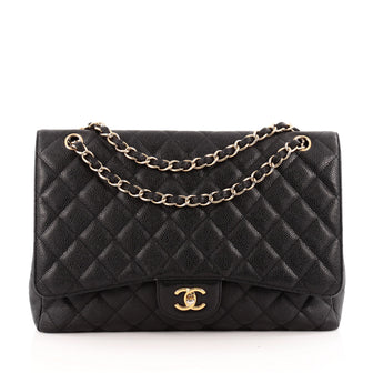 Chanel Classic Single Flap Bag Quilted Caviar Maxi 