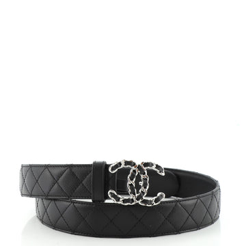 Chanel Woven Chain CC Buckle Belt Quilted Caviar Medium