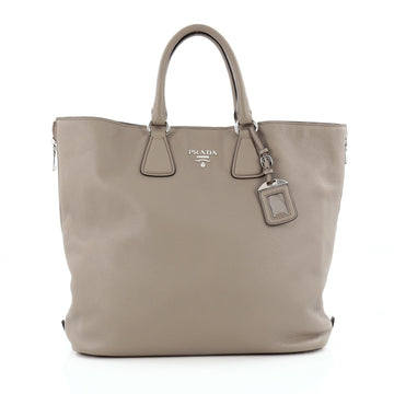 Prada Side Zip Convertible Shopper Tote Vitello Daino Large