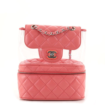 Chanel Zip Around Flap Backpack Quilted Crumpled Calfskin and PVC Small