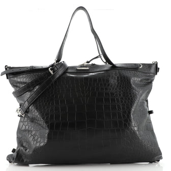 Saint Laurent ID Convertible Bag Crocodile Embossed Leather Large
