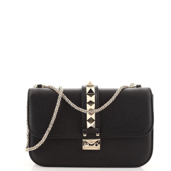 Valentino Glam Lock Shoulder Bag Leather Medium