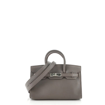 Hermes Birkin Handbag Grey Swift with Palladium Hardware Tiny