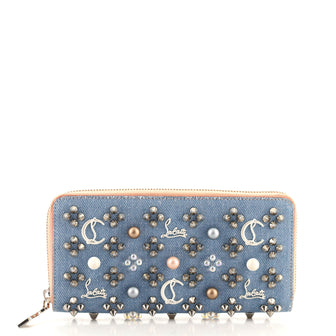 Christian Louboutin Panettone Loubinthesky Zip Around Wallet Spiked Denim