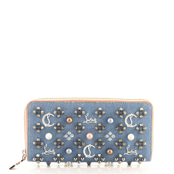 Christian Louboutin Panettone Loubinthesky Zip Around Wallet Spiked Denim