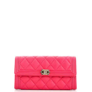 Chanel Boy Flap Wallet Quilted Caviar Long
