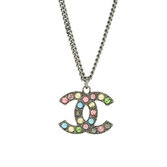Chanel CC Pendant Necklace Multicolor Crystal Embellished Metal