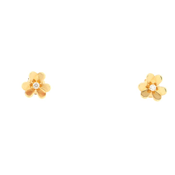 Van Cleef & Arpels Frivole Stud Earrings 18K Yellow Gold with Diamonds Mini
