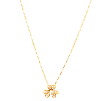 Van Cleef & Arpels Frivole Pendant Necklace 18K Yellow Gold with Pave Diamonds Mini