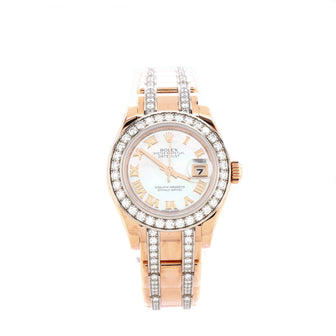 Datejust Pearlmaster Automatic Watch Stainless Steel and Rose Gold with Diamond Bezel and Bracelet and Mother of Pearl 29