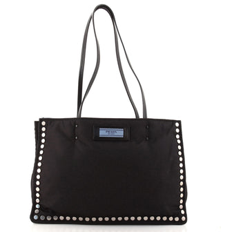 Prada Etiquette Tote Studded Tessuto Medium
