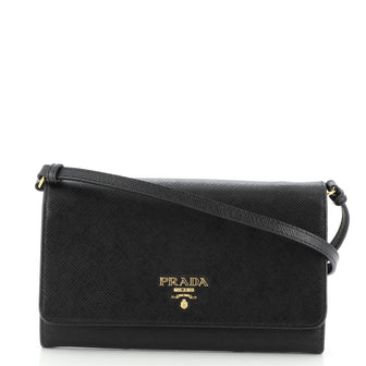 Prada Wallet on Strap Saffiano Leather Small