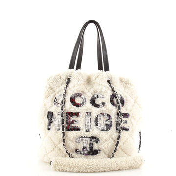 Chanel Coco Neige Shopping Tote Quilted Shearling Small