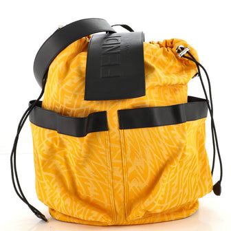 Fendi Drawstring Backpack Vertigo Zucca Canvas with Leather