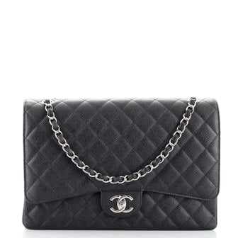 Chanel Classic Double Flap Bag Quilted Caviar Maxi