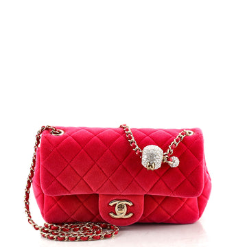 Chanel Pearl Crush Flap Bag Quilted Velvet with Crystal Detail Mini