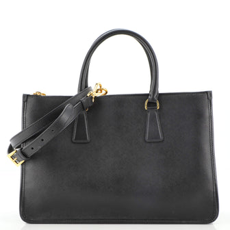 Prada Lux Double Zip Frame Tote Saffiano Leather