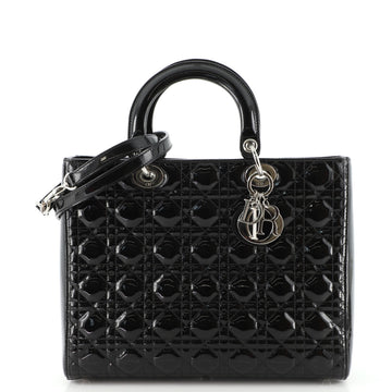 Christian Dior Lady Dior Bag Cannage Quilt Patent Large