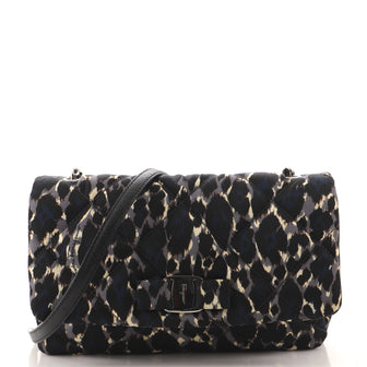 Salvatore Ferragamo Vara Bow Chain Flap Bag Printed Nylon Medium