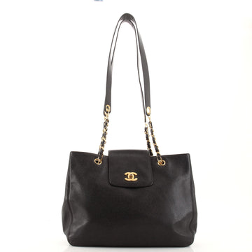 Chanel Vintage CC Lock Flap Tote Caviar Medium