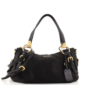 Prada Convertible Logo Shoulder Bag Tessuto and Leather Medium