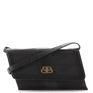 Balenciaga Shift Wallet on Strap Jacquard Nylon with Leather