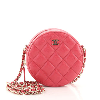 Chanel Round Clutch with Chain Quilted Caviar Mini