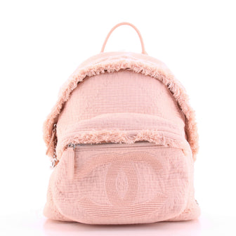 Chanel Front Pocket Backpack Fringe Quilted Canvas