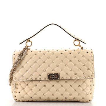 Valentino Rockstud Spike Flap Bag Quilted Leather Large