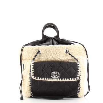 Chanel Coco Neige Shopping Tote Shearling with Quilted Nylon and Calfskin Large