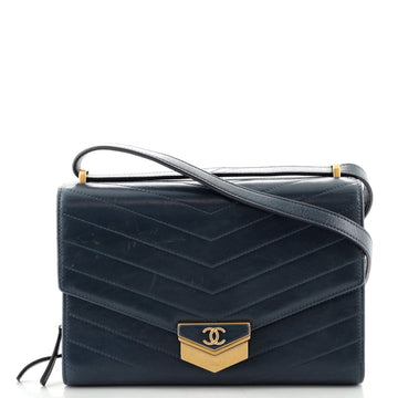 Chanel Medal Envelope Flap Bag Chevron Calfskin Large