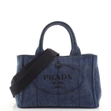 Prada Canapa Convertible Tote Denim Mini