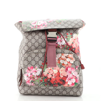 Gucci Buckle Backpack Blooms Print GG Coated Canvas Medium